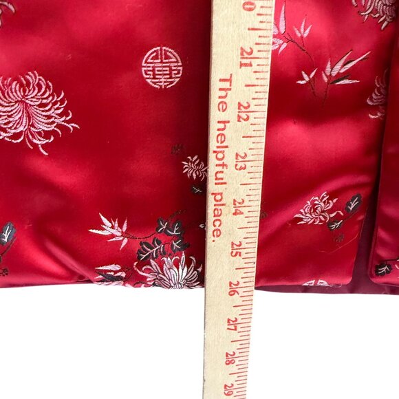 VTG Moon Rabbit Padded Cheongsam Quilted Jacquard Jacket 4 Red Floral Print - Picture 7 of 13